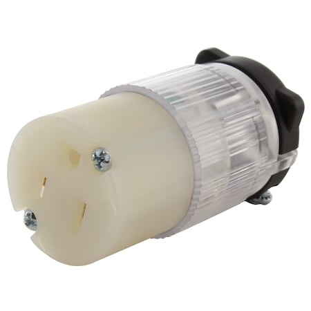 Ac Works Straight Blade Connector, 5-15R, 15 A, 125V AC, 2 Pole, 3 Wire, Screw Terminals, Clear AS515RL